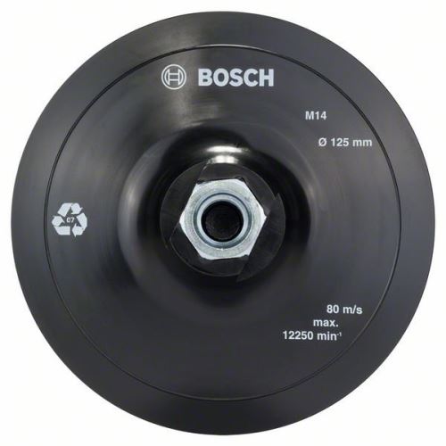 Placa trasera BOSCH con sistema de sujeción con velcro, 125 mm 125 mm, 12.500 rpm. 2608601077