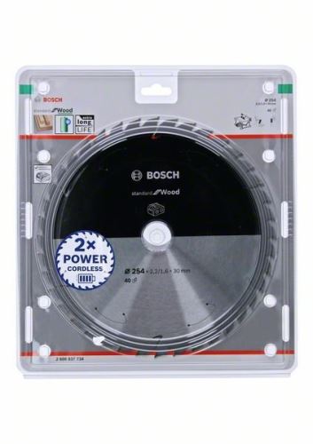 BOSCH Hoja de sierra para sierras inalámbricas; Estándar para Madera 254x30x2.2/1.6x40T 2608837734