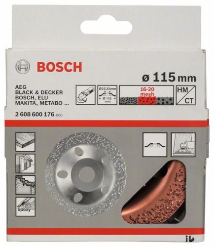 BOSCH Muela de carburo 115 x 22,23 mm; mediano, plano 2608600176