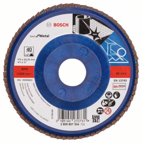 BOSCH Muela abrasiva de láminas X571, Best for Metal D = 115 mm; G = 40, igual a 2608607334