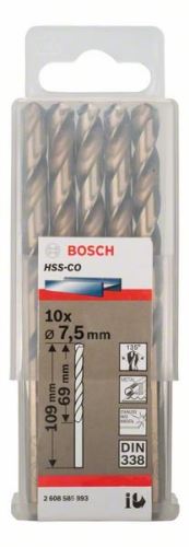 BOSCH Brocas para metal HSS-Co, DIN 338 7,5 x 69 x 109 mm (10 uds) 2608585893