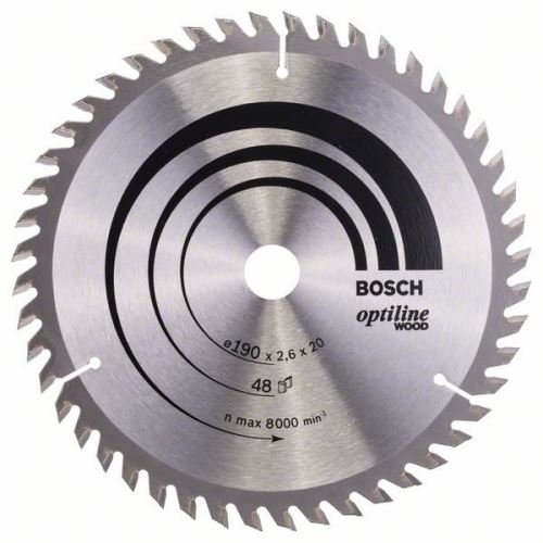 BOSCH Hoja de sierra Optiline Madera 190 x 20/16 x 2,6 mm, 48 2608640614