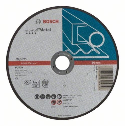 BOSCH Disco de corte recto Expert para metal - Rapido AS 46 T BF, 180 mm, 1,6 mm 2608603399