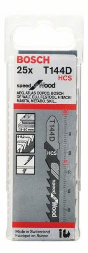 BOSCH Hoja de sierra para sierra alternativa T 144 D Speed para Madera (25 uds) 2608633625