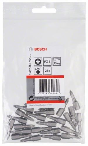 BOSCH Punta de destornillador extra dura Extra-Hart PZ 1, 25 mm (25 uds) 2607001556