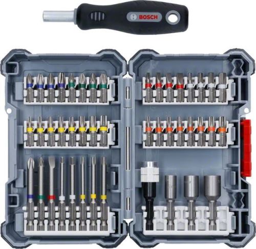 BOSCH Juego de puntas de atornillar Pick and Click de 44 piezas con destornillador manual - versión display 2607017693