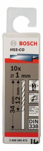 BOSCH Brocas para metal HSS-Co, DIN 338 1 x 12 x 34 mm (10 uds) 2608585872