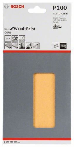 BOSCH Papel de lija C470 115 x 230 mm, 100 (10 uds) 2608606709