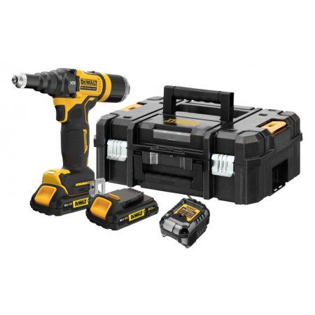 Pistola remachadora DeWALT 18V AKU, 1x1.7Ah, cargador, TSTAK DCF403E1GT