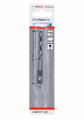 BOSCH Broca para metal HSS PointTeQ HEX con vástago de 6 puntas; 4,5 mm (5 piezas) 2608577525