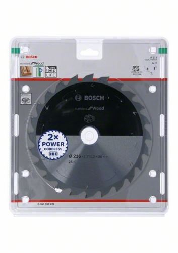 BOSCH Hoja de sierra para sierras inalámbricas; Estándar para Madera 216x30x1.7/1.2x24T 2608837721