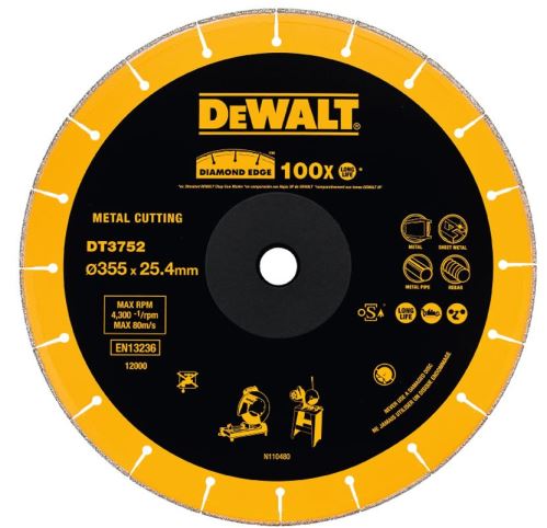 Disco de diamante DeWALT 355 x 25,4 mm para amoladoras DT3752