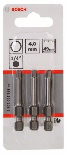 BOSCH Punta de destornillador extra dura Extra-Hart HEX 4, 49 mm (3 uds) 2607001733