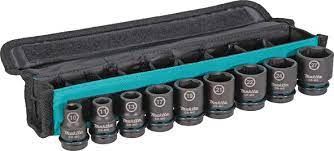 MAKITA juego de llaves de vaso 1/2" cuadradas IMPACT NEGRO 8 piezas E-16601