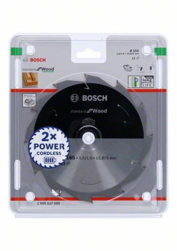 BOSCH Hoja de sierra para sierras inalámbricas; Estándar para Madera 165x15.875x1.5/1.0x12T 2608837680