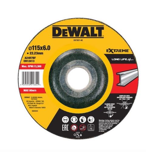 DeWALT Muela abrasiva de metal EXTREME convexa 115 x 6 x 22,23 mm DX7921