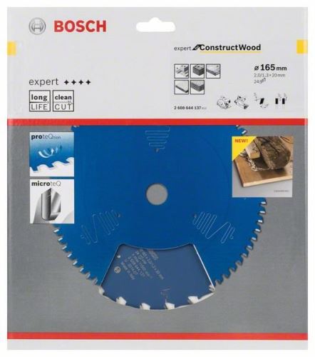 BOSCH Hoja de sierra Expert para madera de construcción 165 x 20 x 2,0 mm, 24 2608644137