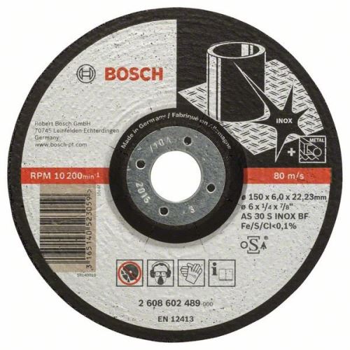 BOSCH Disco de desbaste perfilado Expert para Inox AS 30 S INOX BF, 150 mm, 6,0 mm 2608602489