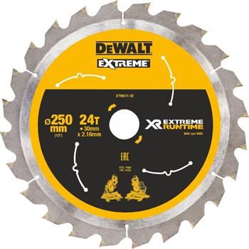 Hoja de sierra DeWALT (ideal para sierras FLEXVOLT) 250 x 30 mm, 24 dientes DT99571