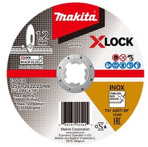 Disco de corte MAKITA acero inoxidable X-Lock 125x1,2x22,23 mm E-00418