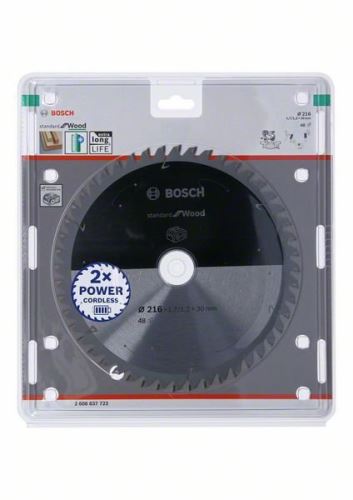 BOSCH Hoja de sierra para sierras inalámbricas; Estándar para Madera 216x30x1.7/1.2x48T 2608837723