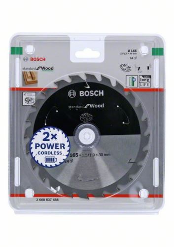 BOSCH Hoja de sierra para sierras inalámbricas; Estándar para Madera 165x30x1.5/1.0x24T 2608837688