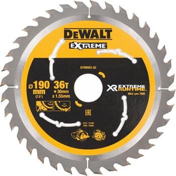 Hoja de sierra DeWALT (ideal para sierras FLEXVOLT) 190 x 30 mm, 36 dientes DT99563