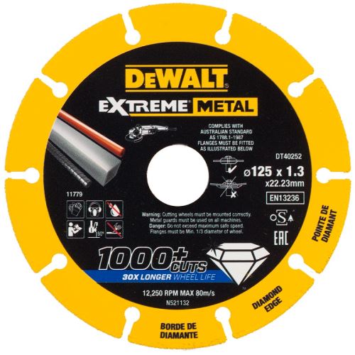 DeWALT Disco de diamante EXTREME METAL 125 x 1,3 mm DT40252