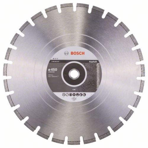 BOSCH Disco corte diamante Estándar para Asfalto 450 x 25,40 x 3,2 x 10 mm 2608602627