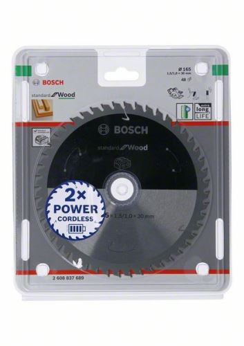 BOSCH Hoja de sierra para sierras inalámbricas; Estándar para Madera 165x30x1.5/1.0x48T 2608837689