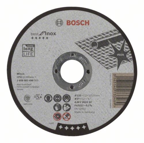 BOSCH Disco de corte recto Best for Inox A 46 V INOX BF, 125 mm, 1,5 mm 2608603496