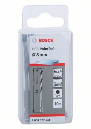 BOSCH Broca para metal HSS PointTeQ HEX con vástago de 6 puntas; 3,0 mm 2608577541