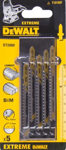 DeWALT Hoja de sierra 82 mm, cortes limpios y rectos en laminados de hasta 15 mm de espesor (5 uds) DT2080