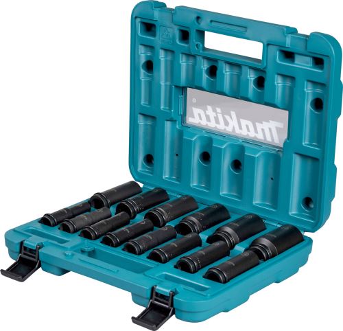 MAKITA juego de llaves de vaso extendidas 1/2" cuadradas IMPACT NEGRO 14 piezas E-16586