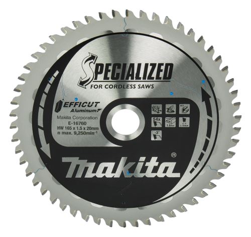 MAKITA hoja de sierra aluminio Efficut 165x1,5x20 mm 54 dientes E-16760