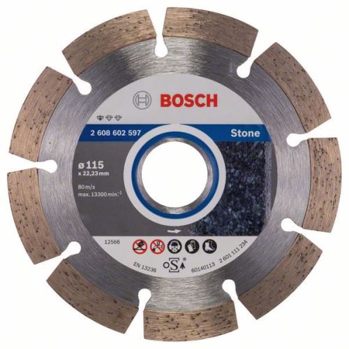 BOSCH Disco de corte Diamante Estándar para Piedra 125 x 22,23 x 1,6 x 10 mm (10 uds) 2608603236