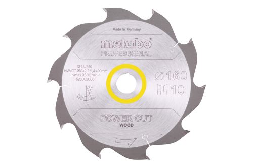 METABO Hoja de sierra Power Cut Wood 160 x 20 mm, 10 dientes, 22° 628002000