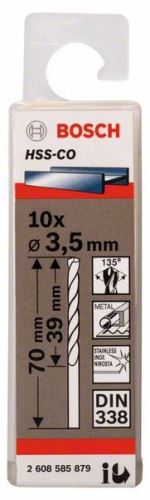 BOSCH Brocas para metal HSS-Co, DIN 338 3,5 x 39 x 70 mm (10 uds) 2608585879