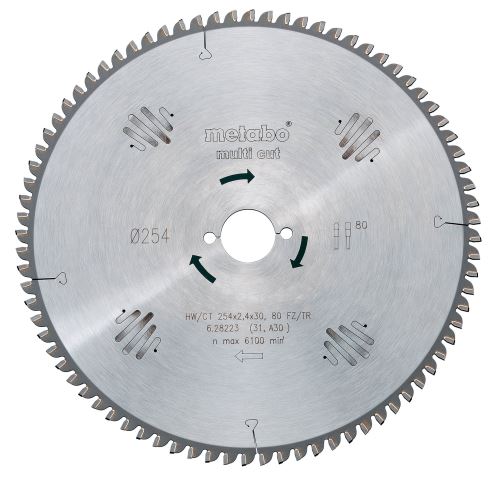 METABO Hoja de sierra "multi cut - professional", 250 x 30 mm, 80 dientes, 10° 628087000