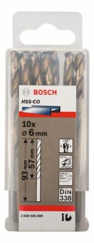 BOSCH Brocas para metal HSS-Co, DIN 338 6 x 57 x 93 mm (10 uds) 2608585889