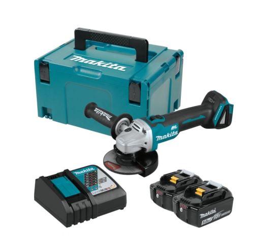 Amoladora angular Makita Aku 125mm Li-ion LXT 18V/5.0Ah, Makpac DGA504RTJ