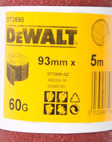 DeWALT Rollo de papel de lija P80, 25 mx 93 mm DT3596