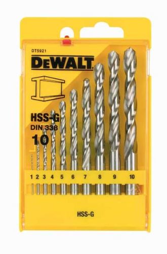 Juego de brocas para metal DeWALT HSS-G / 1, 2, 3, 4, 5, 6, 7, 8, 9, 10 mm / (10 piezas) DT5921