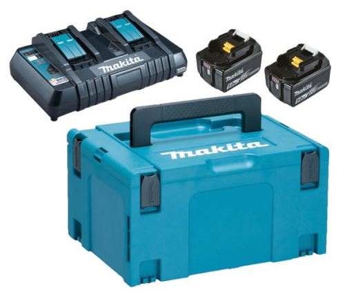 MAKITA Li-ion LXT 18V set 2 uds BL1850B+1 ud Cargador doble DC18RD+1 ud Makpac 197629-2