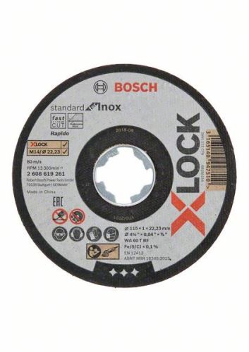 BOSCH X-LOCK Disco de corte plano Estándar para sistema Inox 115×1×22,23 mm 115 x 1 x 22,23 mm 2608619261