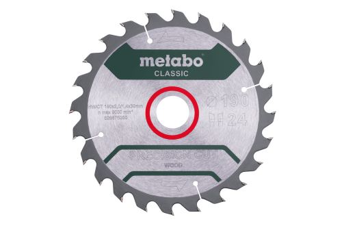 METABO Hoja de sierra 190 x 30 mm, 24 dientes, 15° 628675000