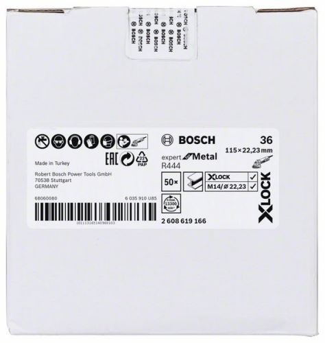 BOSCH X-LOCK Discos abrasivos de fibra Expert para sistema Metal Ø 115 mm, G 36, R444 2608619166