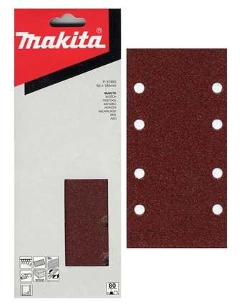 MAKITA papel de lija Velcro 93x185 mm 8 agujeros K120, 10 uds P-35891