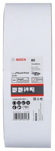 BOSCH Juego de bandas de lija de 10 piezas X440 75 x 533 mm, 80 2608606082