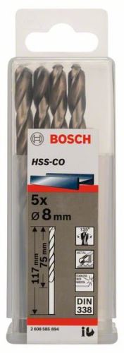 BOSCH Brocas para metal HSS-Co, DIN 338 8 x 75 x 117 mm (5 uds) 2608585894